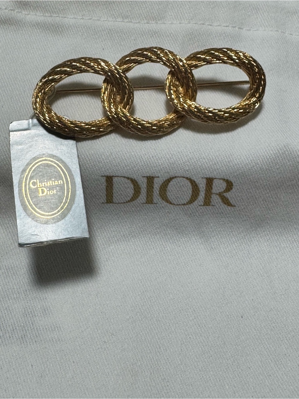 Dior Gold-Tone Triple Interlocking Circle Brooch